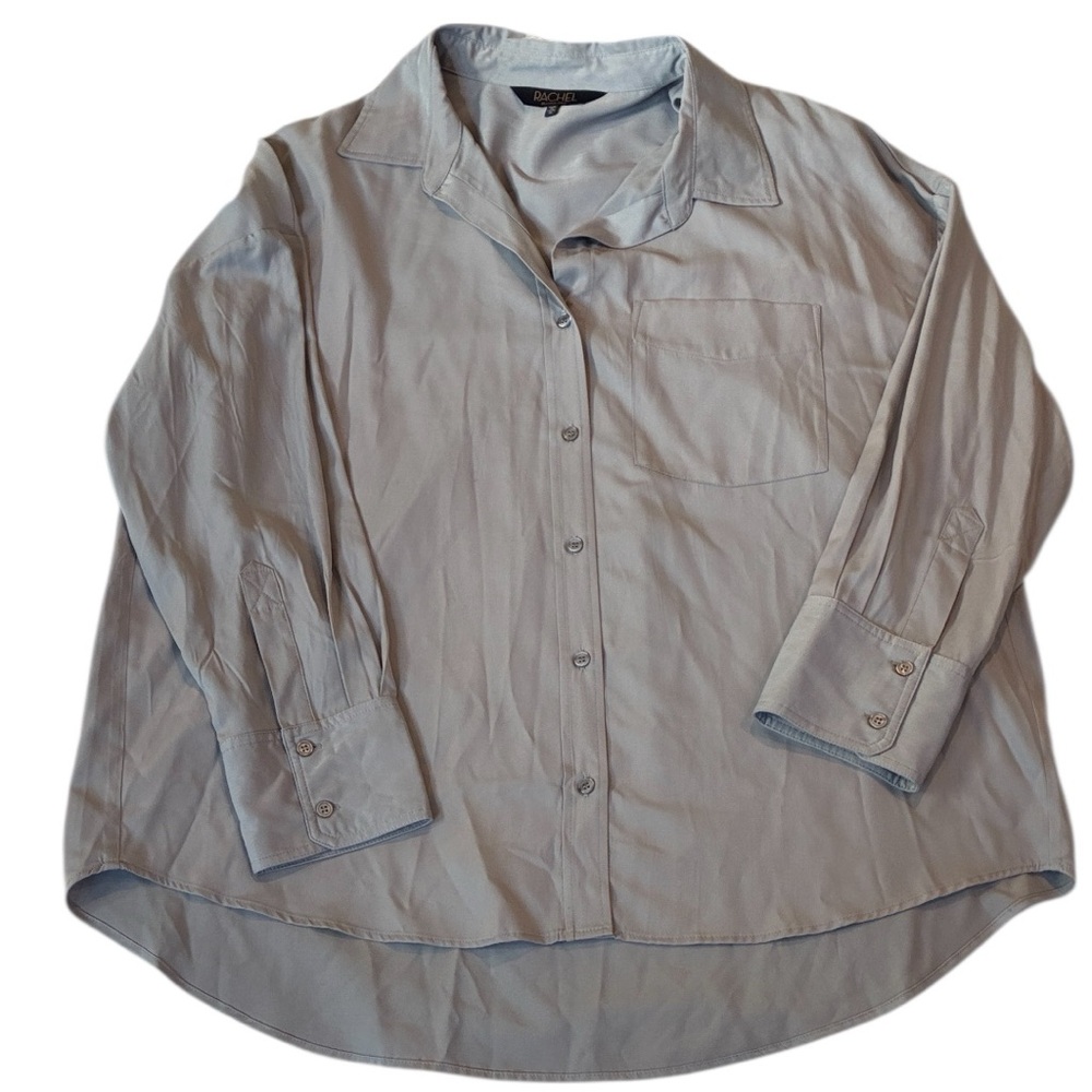 Rachel Roy Blouse Women XL Button-Up Shirt Spread Collar Gray Viscose Blend NWOT